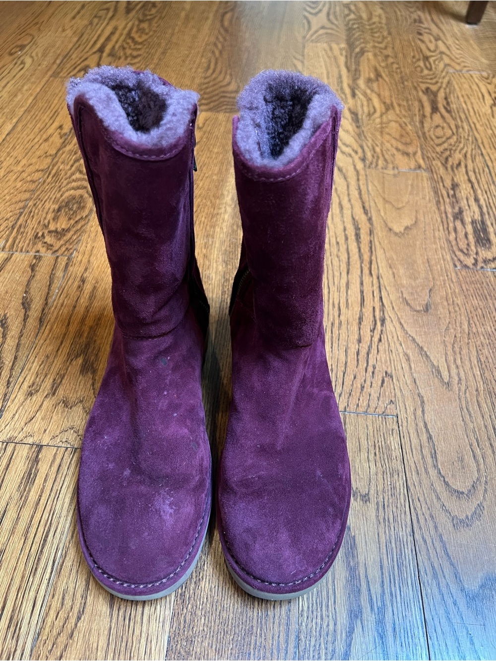 UGG Women's Burgundy Suede Mid-Calf Plush-Lined Boots
